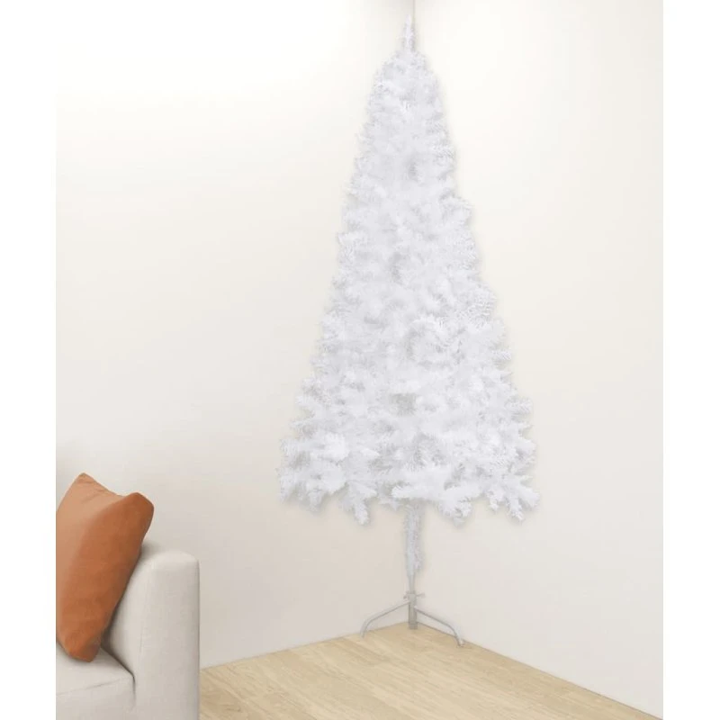 vidaXL kunstigt hjørnejuletræ 240 cm PVC hvid
