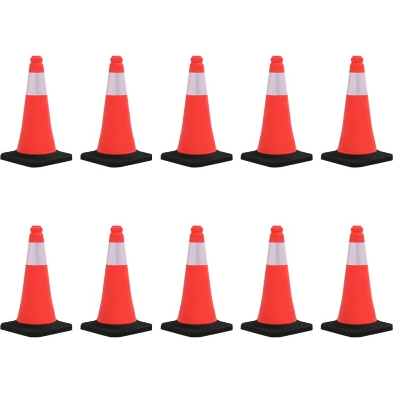 vidaXL Trafikkegler 10 stk 50 cm med refleks og tung bund