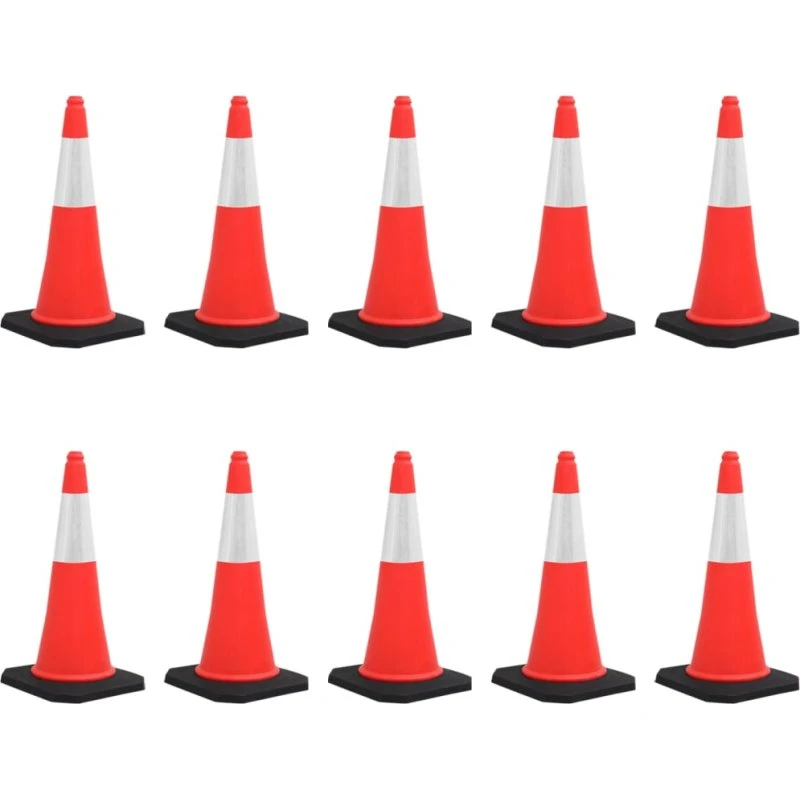 vidaXL trafikkegler 10 stk. 75 cm med refleks og tung bund