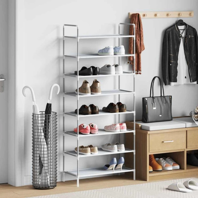 vidaXL skostativ 8 hylder sølv 60x28x140 cm