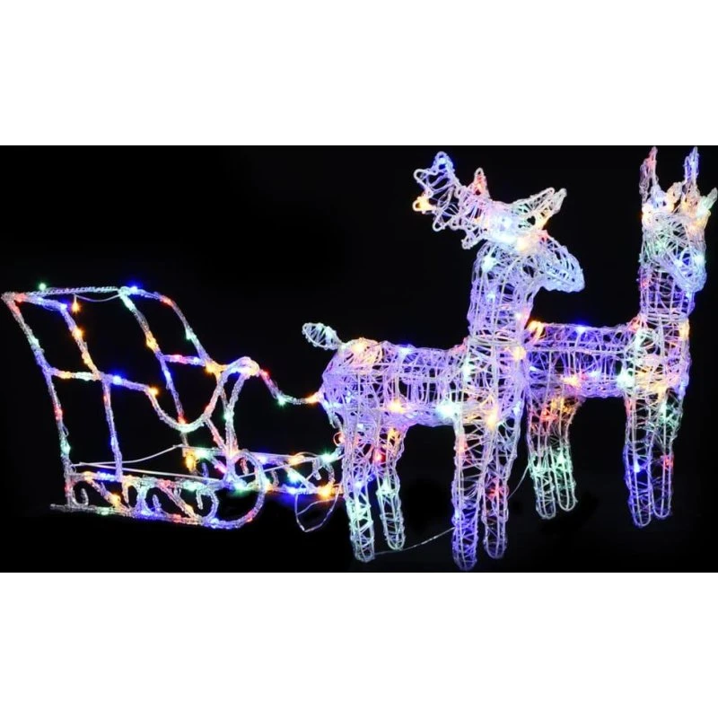 Rensdyr og kane julefigur 160 LED, 130 cm akryl