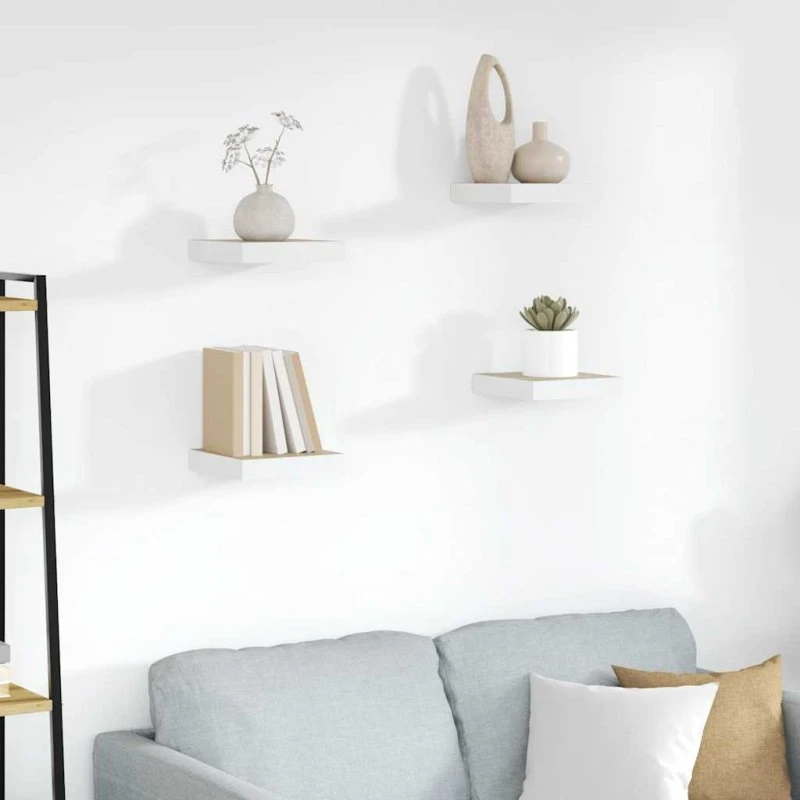 vidaXL væghylder 4 stk. 23x23,5x3,8 cm MDF egetræ/hvid