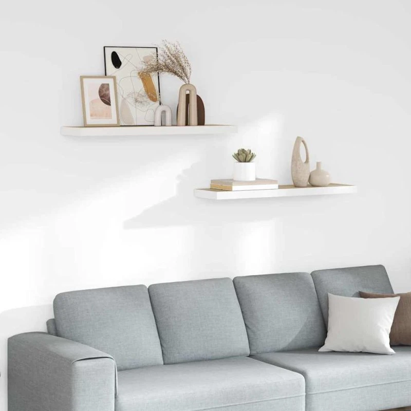 vidaXL væghylder 2 stk. 80x23,5x3,8 cm MDF egetræs/hvid
