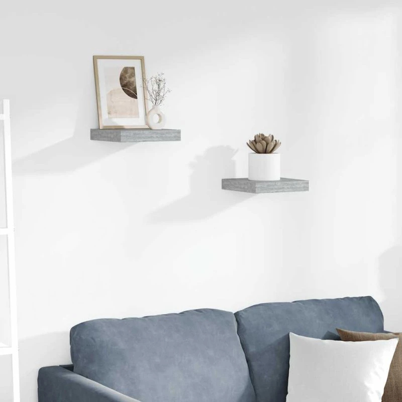 vidaXL væghylder 2 stk. 23 x 23,5 x 3,8 cm MDF betongrå
