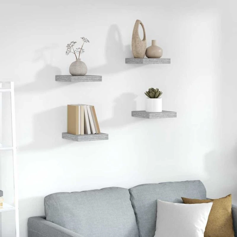 vidaXL væghylder 4 stk. 23x23,5x3,8 cm MDF betongrå