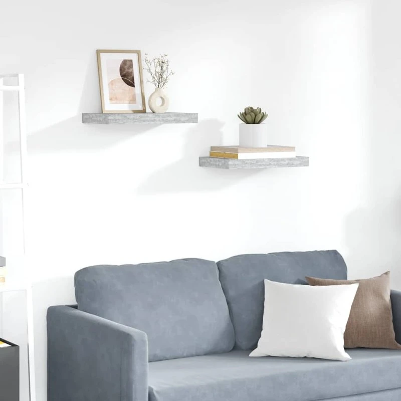 vidaXL væghylder 2 stk. 40x23x3,8 cm MDF betongrå