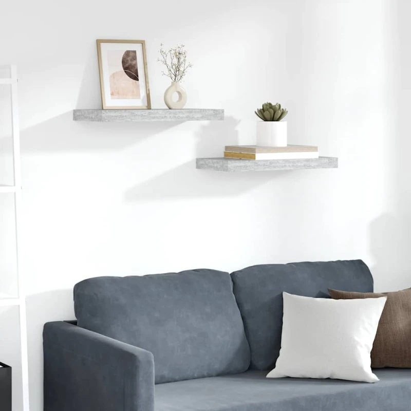 vidaXL Væghylder 2 stk. 50x23x3,8 cm MDF, betongrå