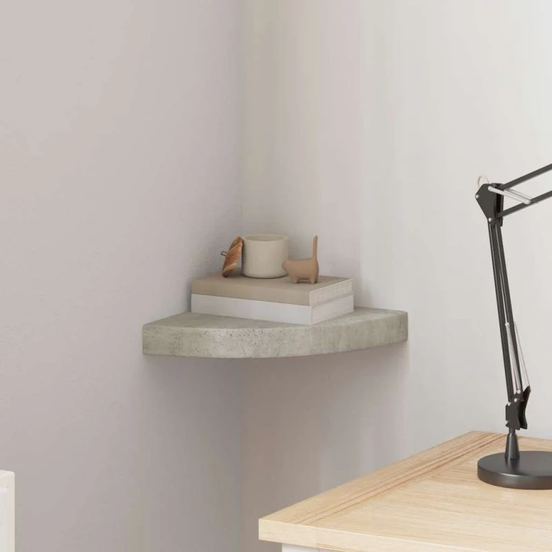 vidaXL hjørnehylde 25x25x3,8 cm MDF betongrå