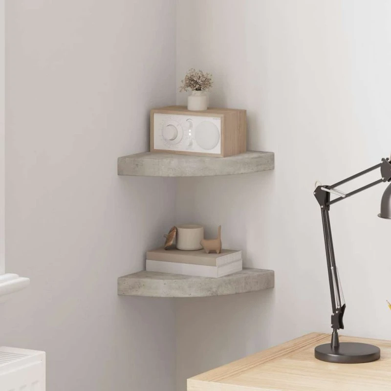 vidaXL hjørnehylder 2 stk. 25x25x3,8 cm MDF betongrå