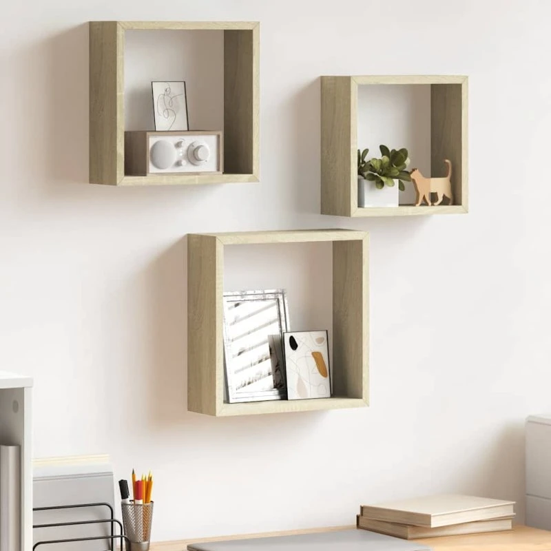vidaXL 3 stk. kubehylder i Sonoma-eg (MDF)