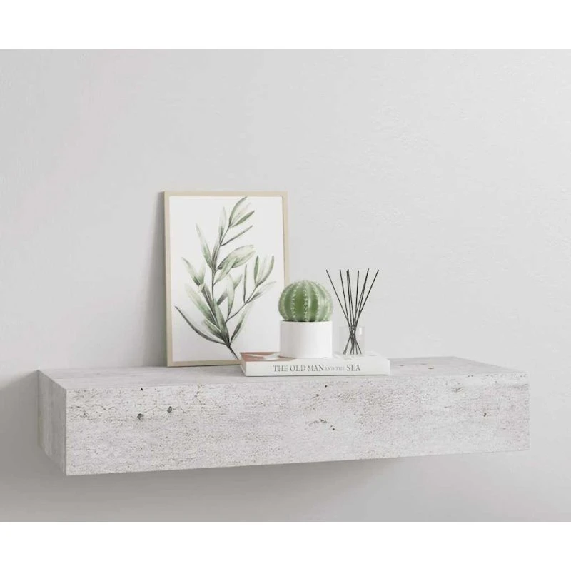 vidaXL væghylde med skuffe 60x23,5x10 cm MDF betongrå