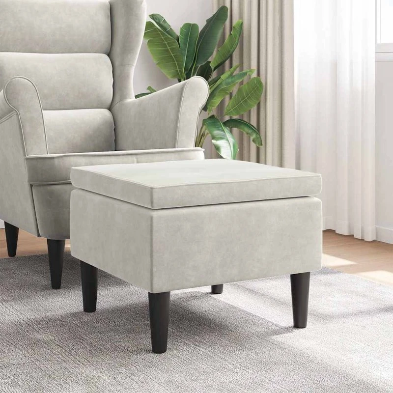 vidaXL skammel creme fløjl med træben