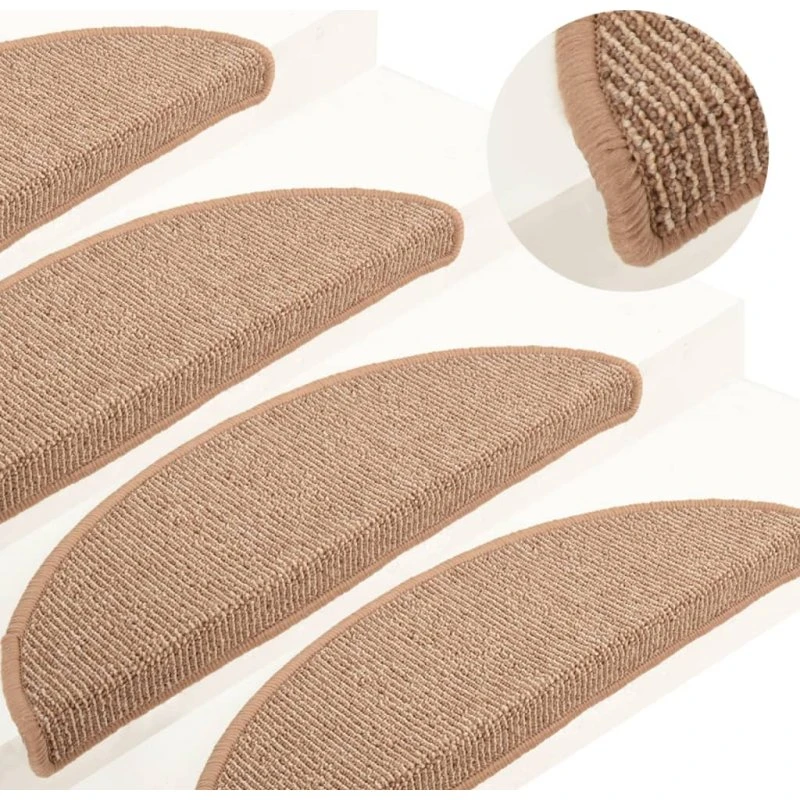 vidaXL trappemåtter 15 stk. 65x21x4 cm lysebrune halvrunde