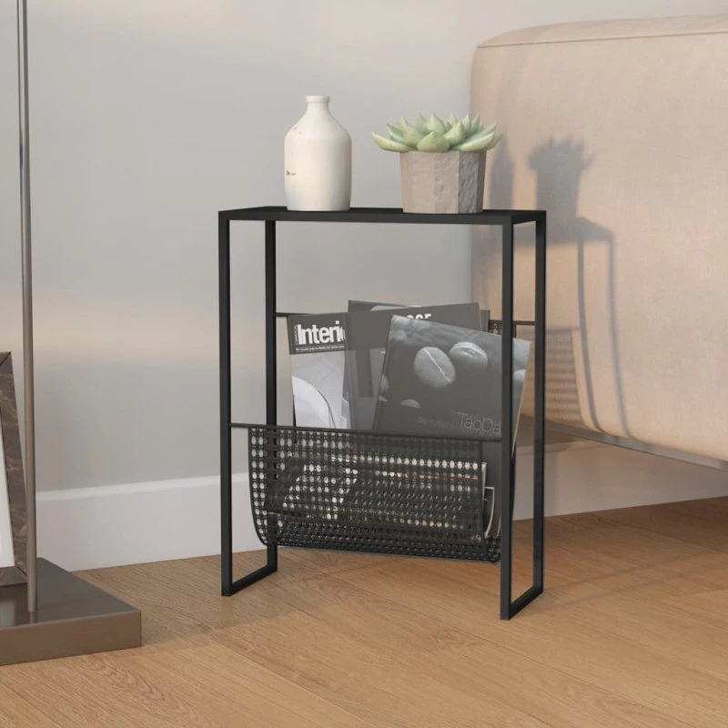 vidaXL magasinholder 35x15x45 cm i sort stål