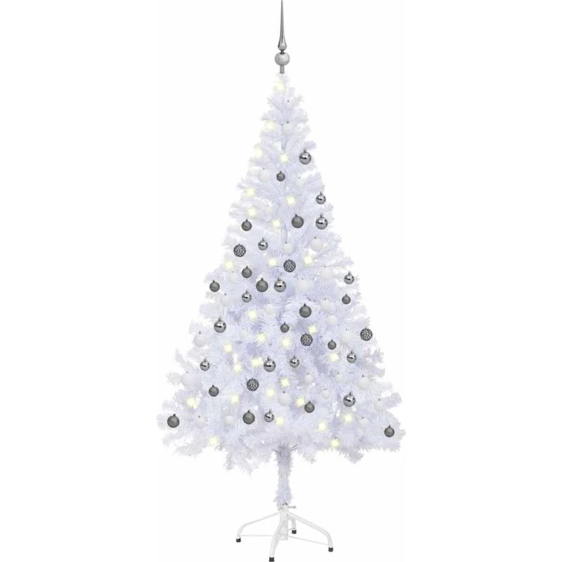 vidaXL kunstigt juletræ 120 cm med LED-lys & kuglesæt, 230 grene