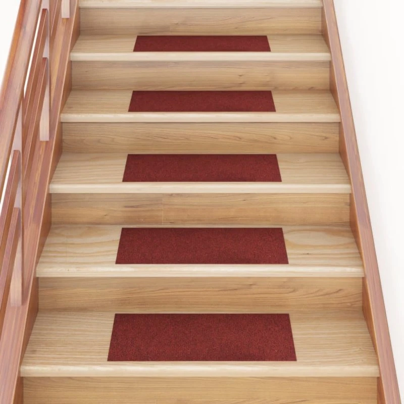 Trappemåtter 15 stk 60x25 cm Selvklæbende Rektangulær Bordeaux