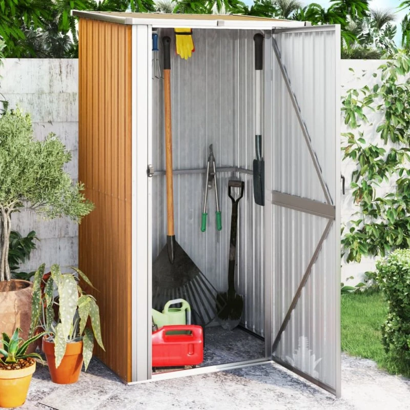 vidaXL haveskur i galvaniseret stål, brun 118,5×97×209,5 cm
