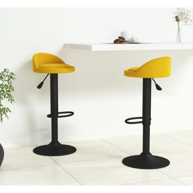 vidaXL barstole 2 stk. fløjl gul