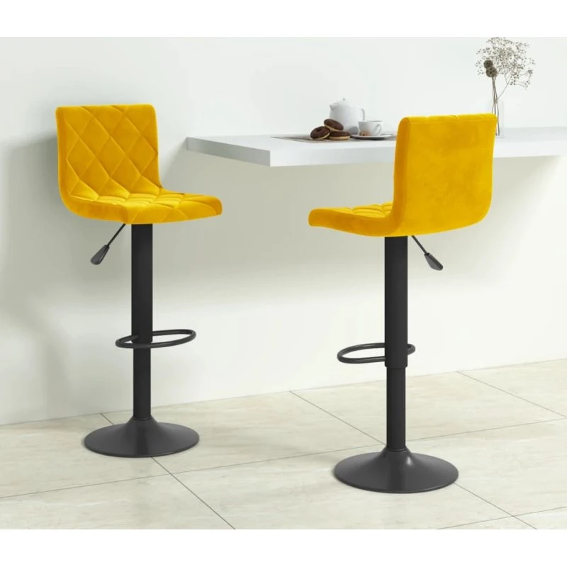 vidaXL barstole 2 stk. fløjl sennepsgul