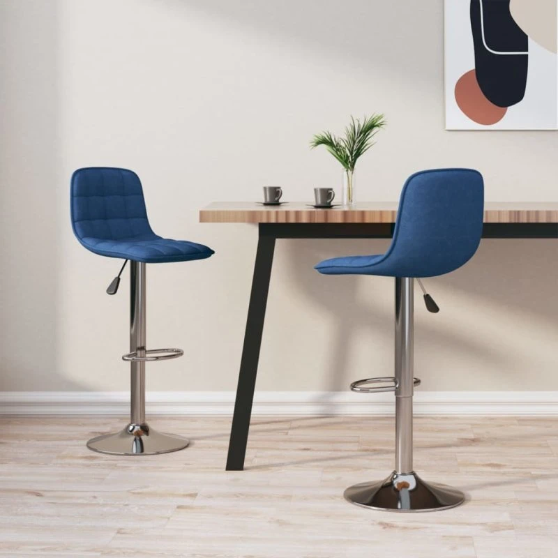 vidaXL barstole 2 stk. stof blå, højdejusterbare og svingbare