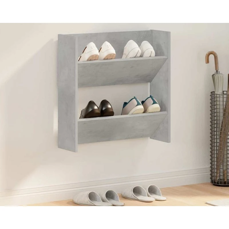 vidaXL væghængt skoskab 60x18x60 cm konstrueret træ betongrå