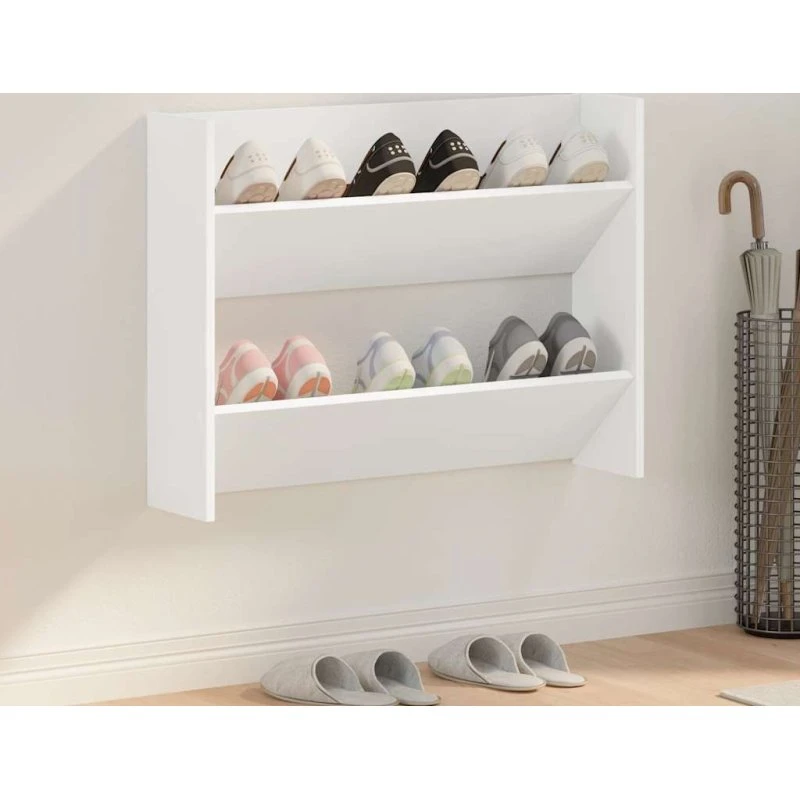 vidaXL væghængt skoskab 80x18x60 cm – hvid
