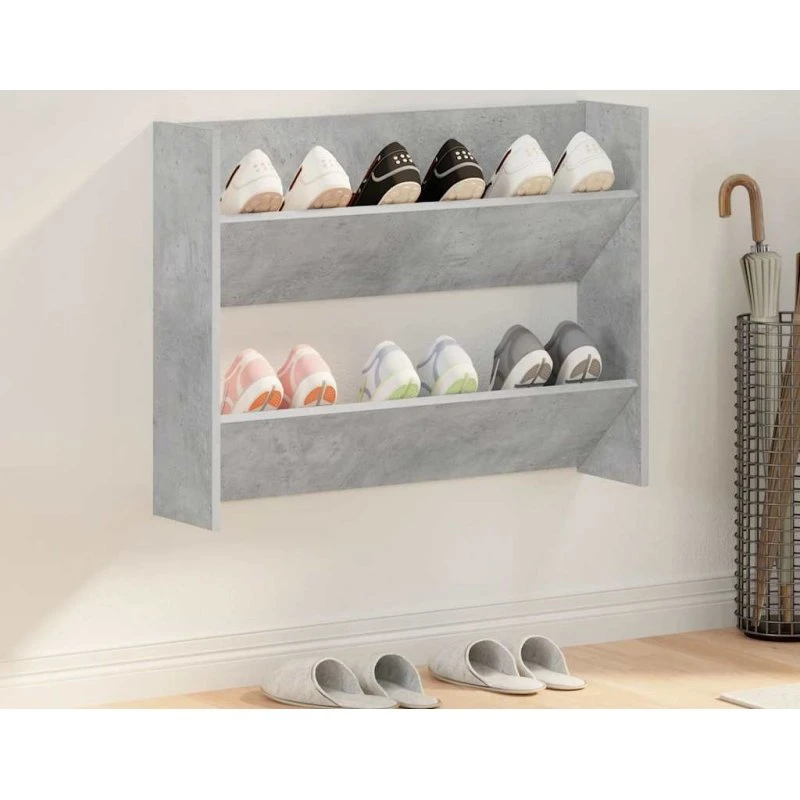 vidaXL væghængt skoskab 80x18x60 cm konstrueret træ betongrå