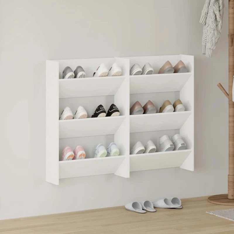 vidaXL væghængte skoskabe 2 stk. 60x18x90 cm hvid