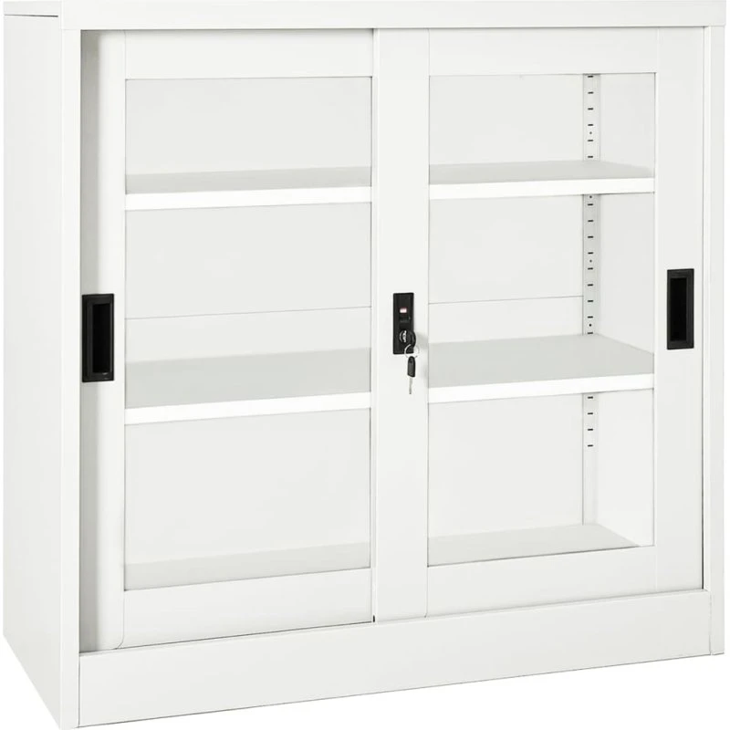 vidaXL skab med skydelåger 90x40x90 cm stål hvid