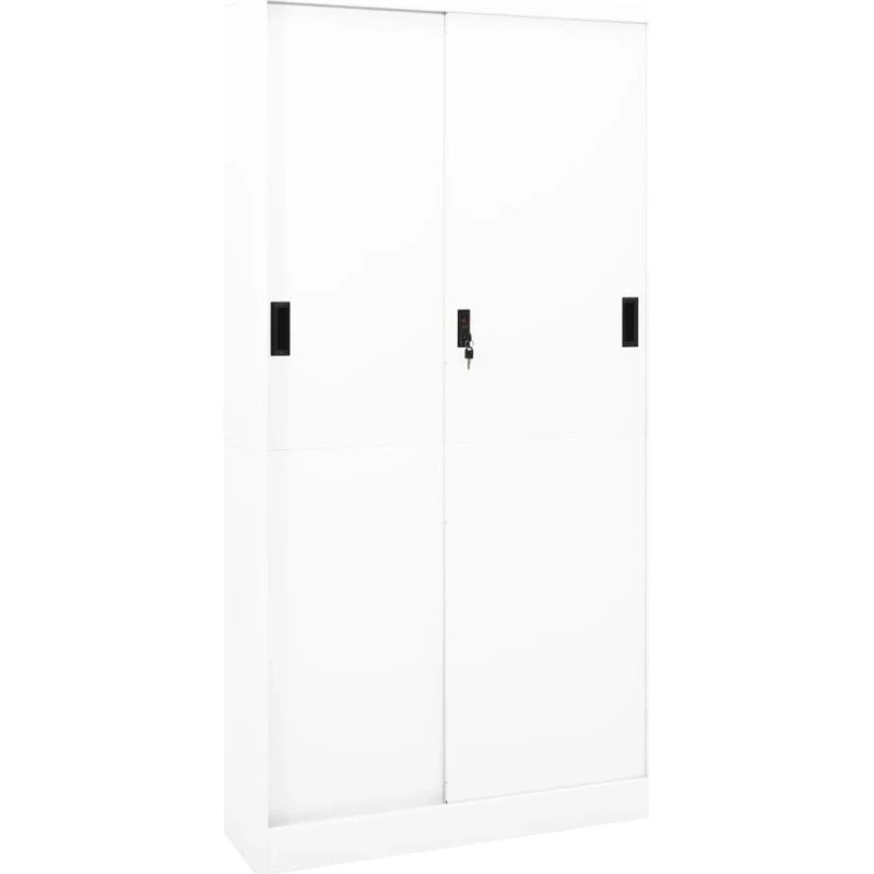 vidaXL kontorskab med skydelåger 90x40x180 cm hvid stål