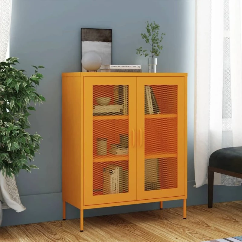 vidaXL opbevaringsskab sennepsgul 80x35x101,5 cm stål