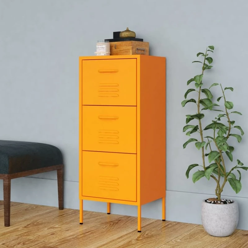 vidaXL opbevaringsskab i stål 42,5x35x101,5 cm – sennepsgul