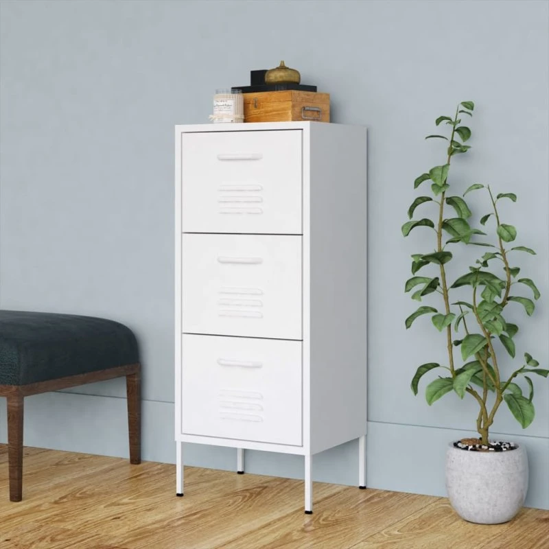 vidaXL opbevaringsskab i stål 42,5x35x101,5 cm – hvid