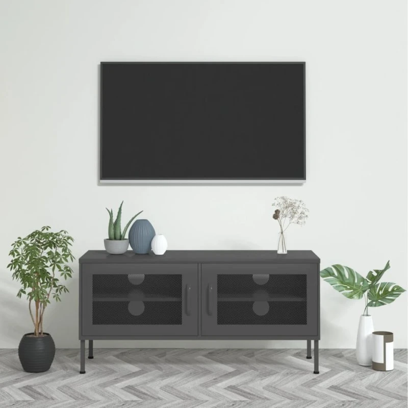 vidaXL TV-skab i stål 105x35x50 cm, antracitgrå