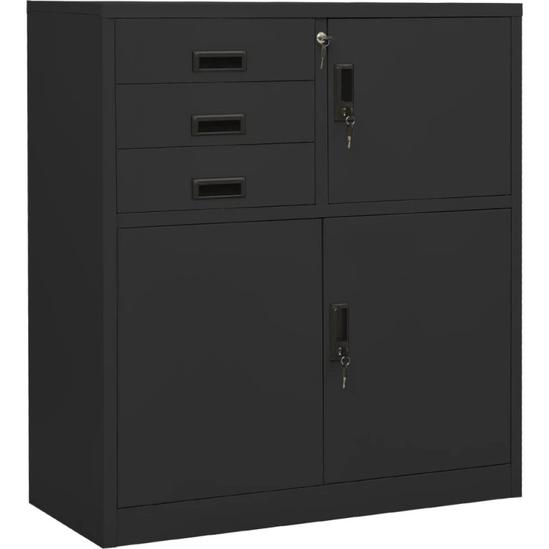 vidaXL kontorskab 90x40x102 cm stål antracitgrå