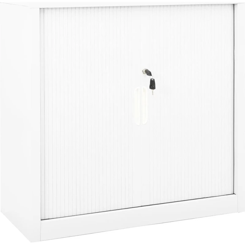 vidaXL skab med skydelåger 90x40x90 cm stål hvid