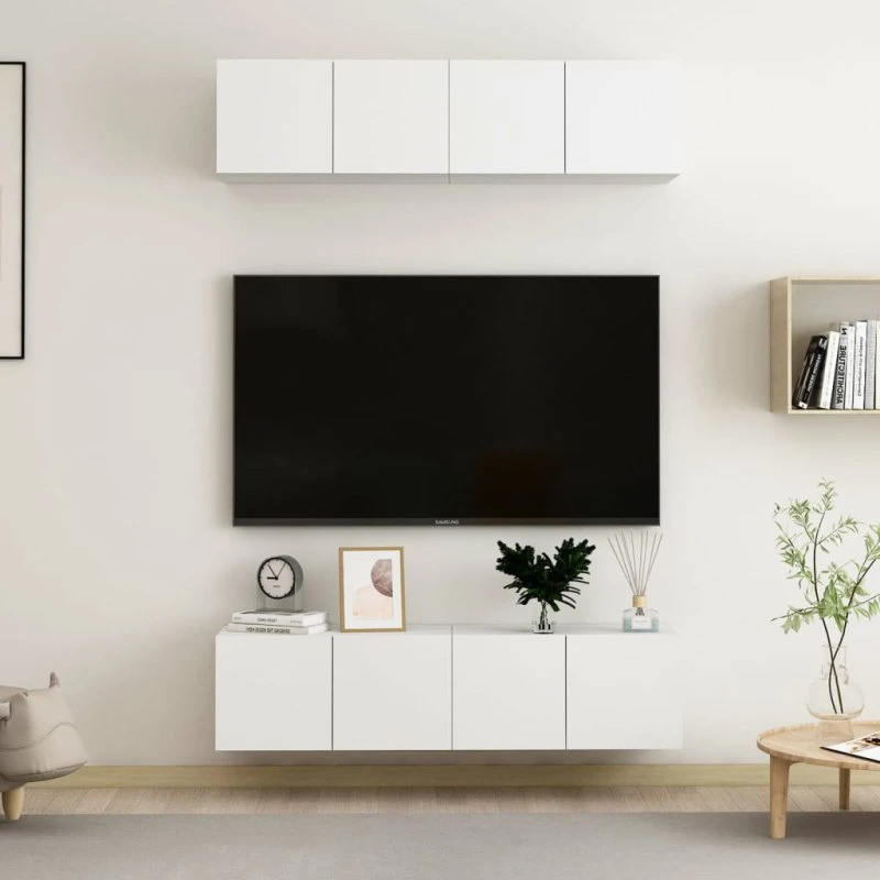 vidaXL vægmonterede tv-borde 4 stk. 60x30x30 cm, hvid
