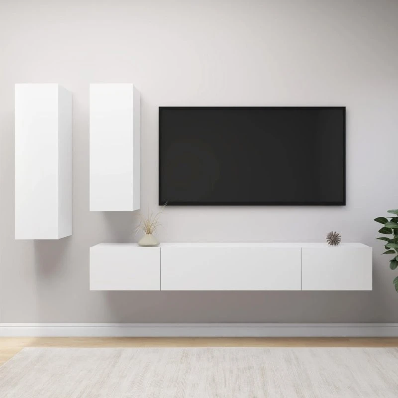 vidaXL TV-skabssæt 4 dele 100 cm hvid