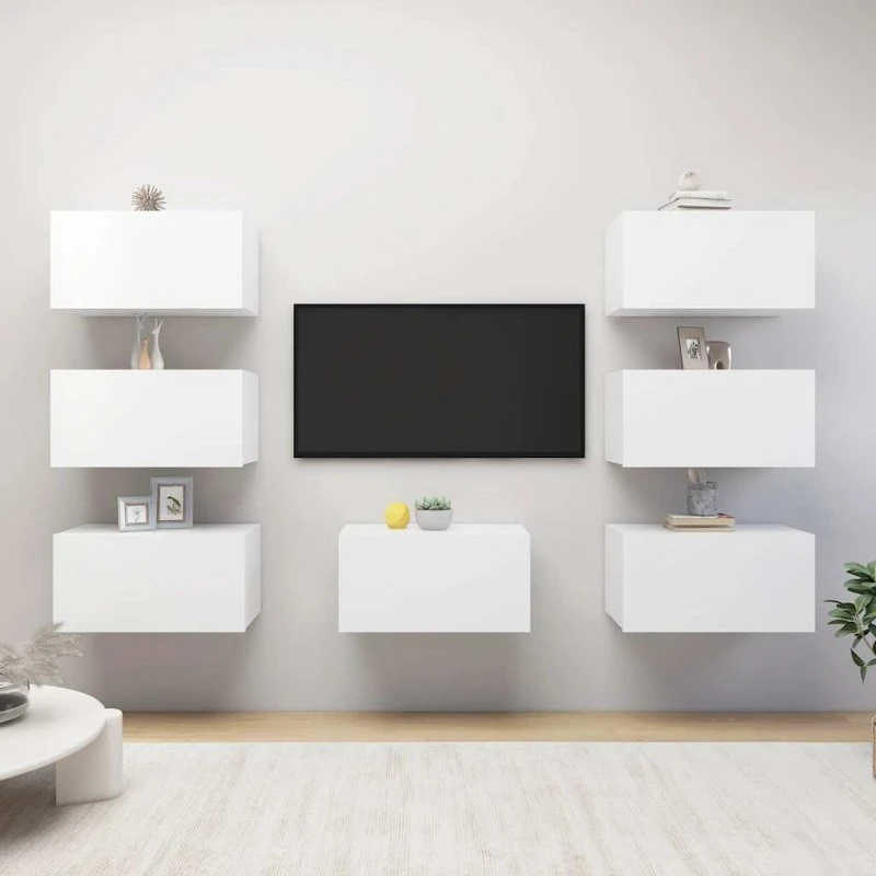 vidaXL væghængte tv-skabe 7 stk. 30,5x30x60 cm hvid