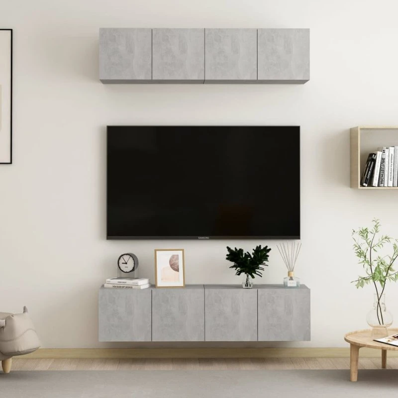 vidaXL tv-skabe 60x30x30 cm konstrueret træ, betongrå (4 stk.)