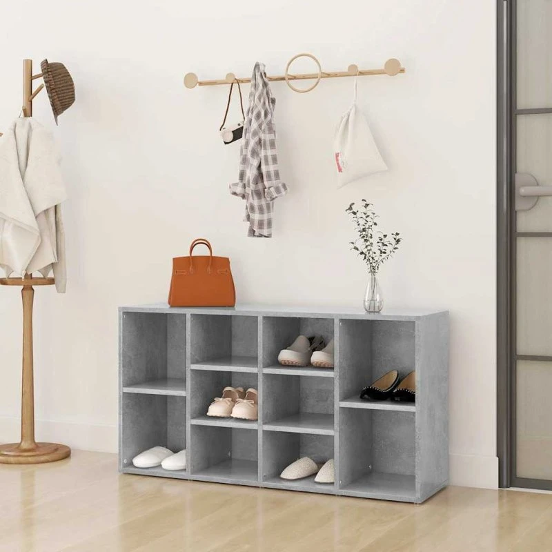 vidaXL skobænk 103x30x55 cm konstrueret træ, betongrå