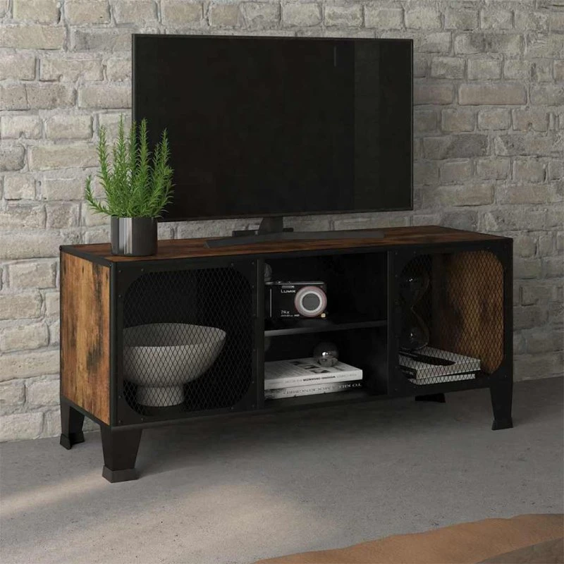 vidaXL TV-skab 105x36x47 cm metal/MDF, rustik brun
