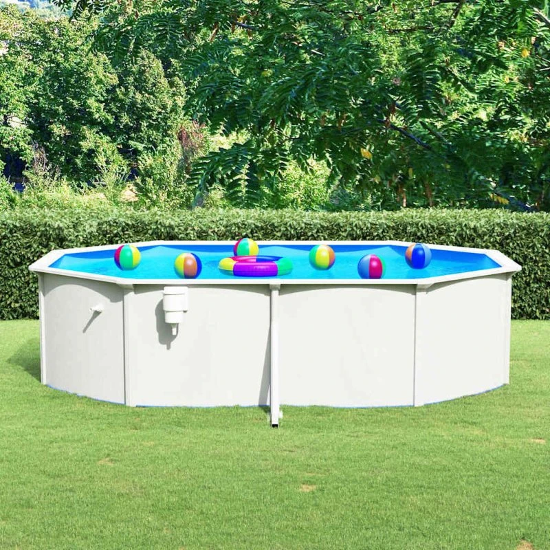vidaXL oval pool 490x360x120 cm stålvæg hvid