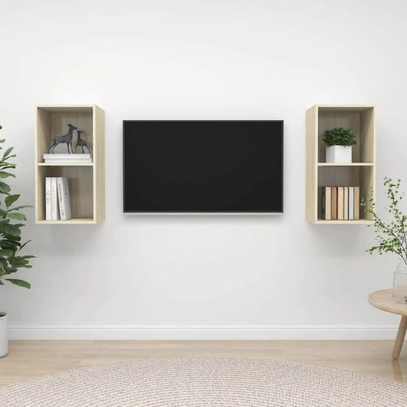 vidaXL vægmonterede TV-skabe 2 stk. Sonoma-eg (37x37x72 cm)