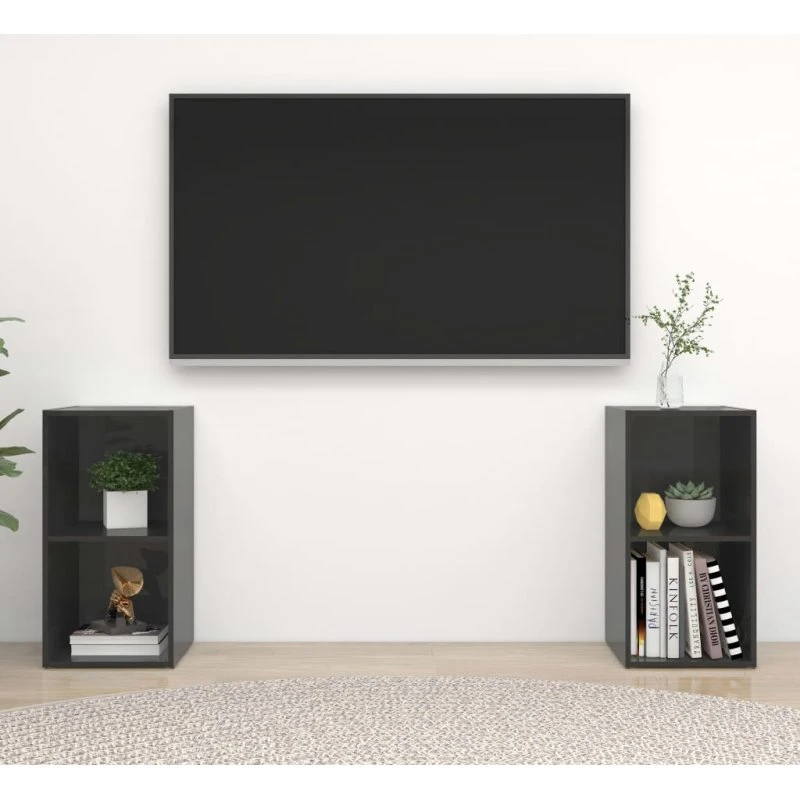 vidaXL TV-skabe 2 stk. 72x35x36,5 cm, grå højglans