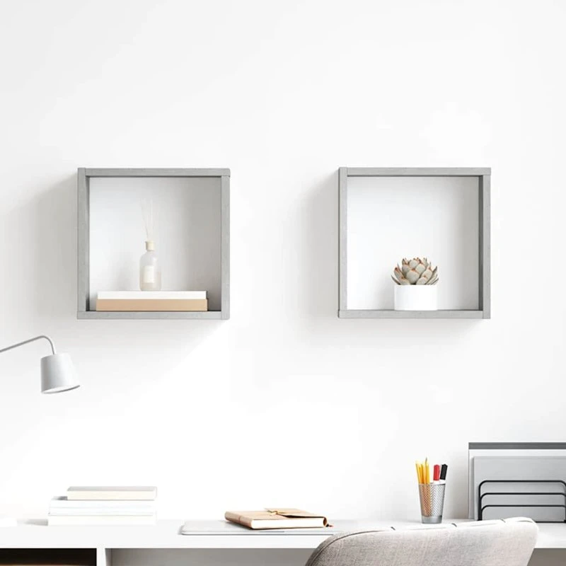 vidaXL væghylder kube 2 stk. 30x15x30 cm – betongrå