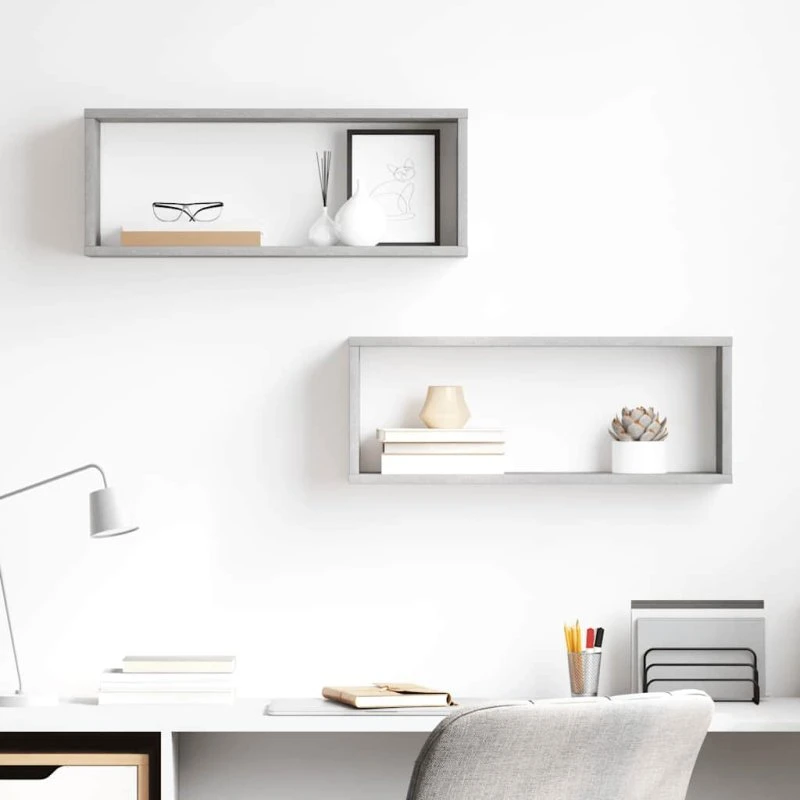 vidaXL væghylder 2 stk. kube 60x15x23 cm konstrueret træ, betongrå