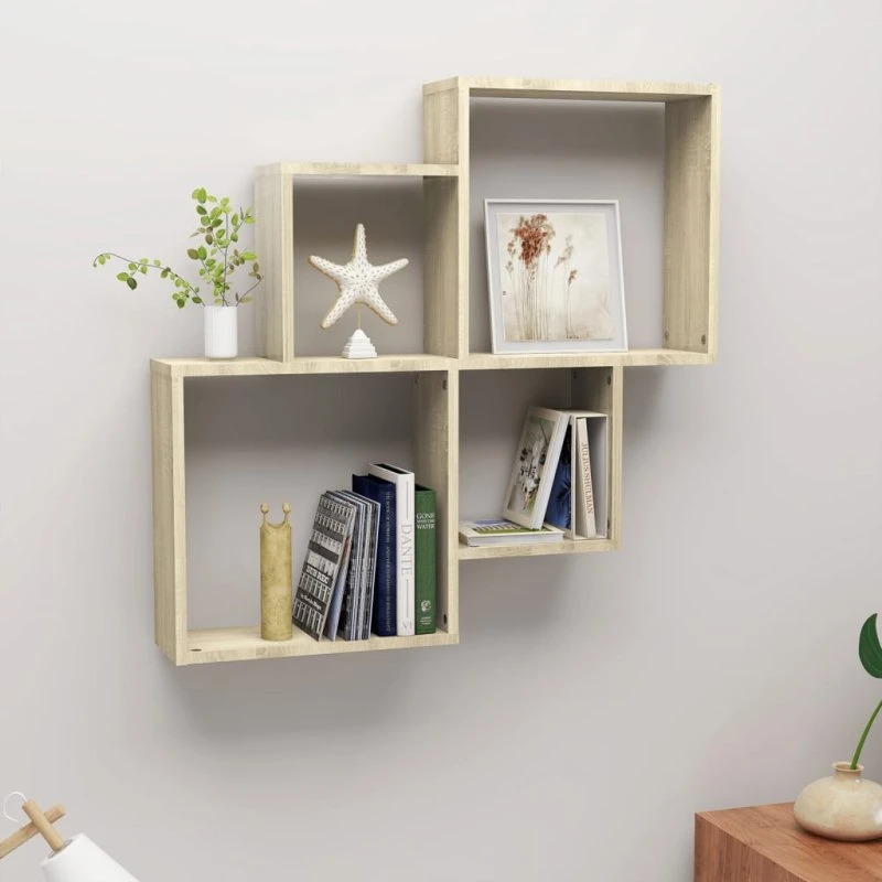 vidaXL væghylde 80x15x78,5 cm Sonoma-eg