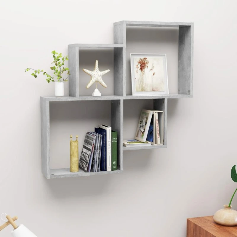 vidaXL vægreol 80x15x78,5 cm konstrueret træ betongrå