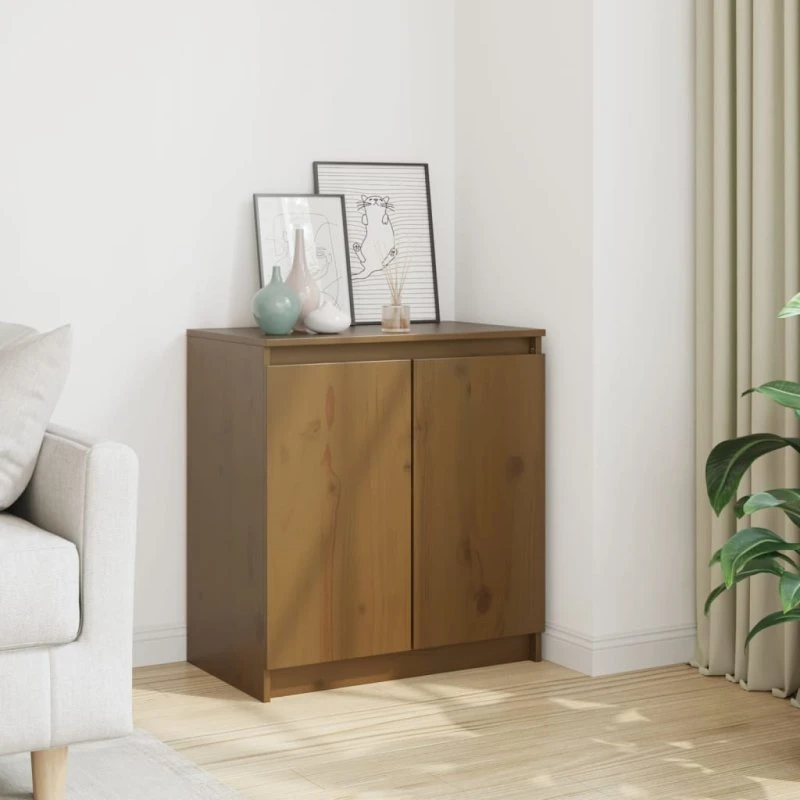 vidaXL skab 60x36x65 cm massivt fyrretræ gyldenbrun